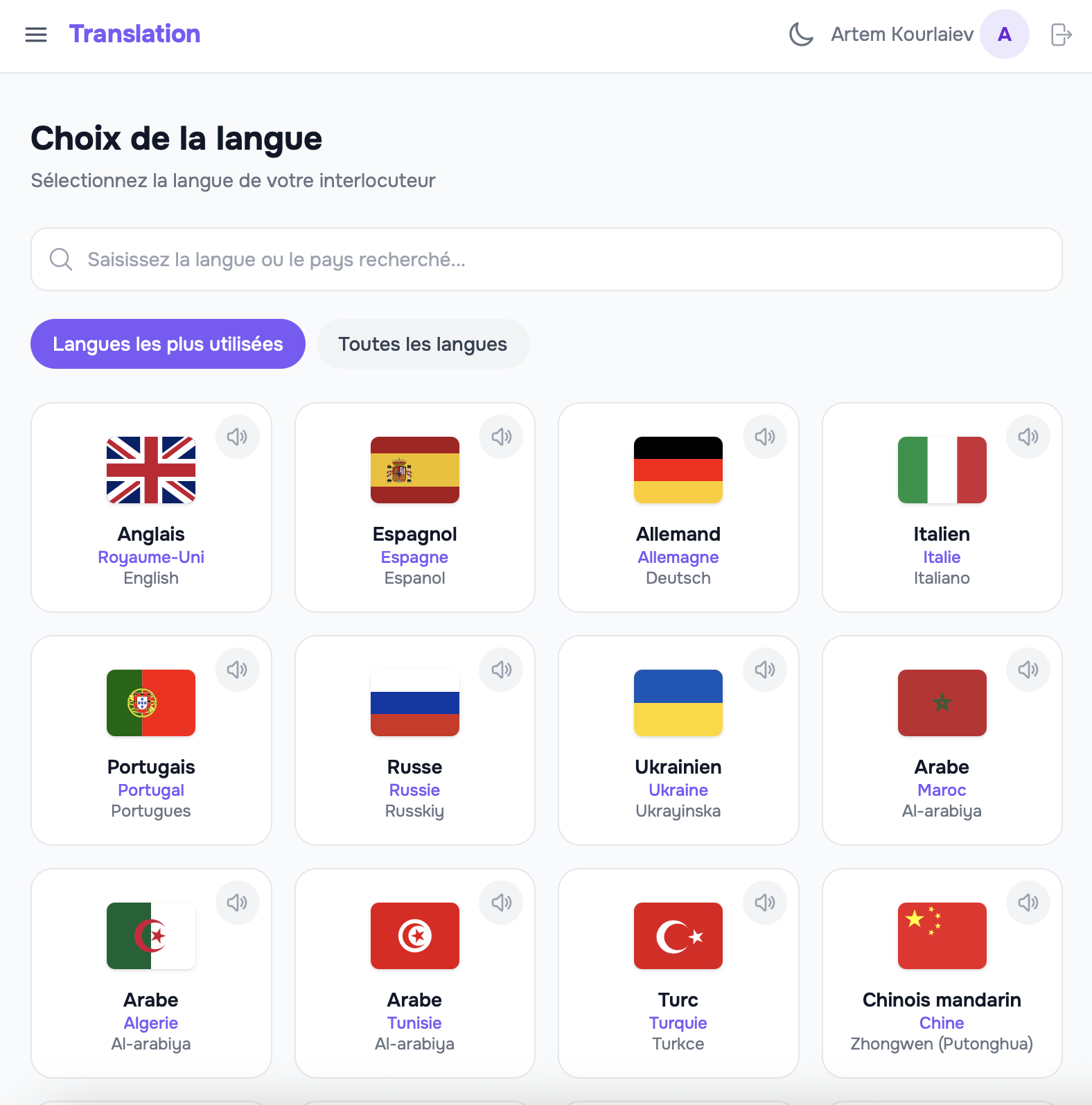 Capture d'&eacute;cran de la solution de traduction IA Kasarrow